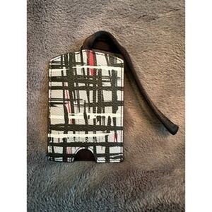 Vera Bradley ID Luggage Tag Black White Art Plaid Faux Leather NWT‎ Travel